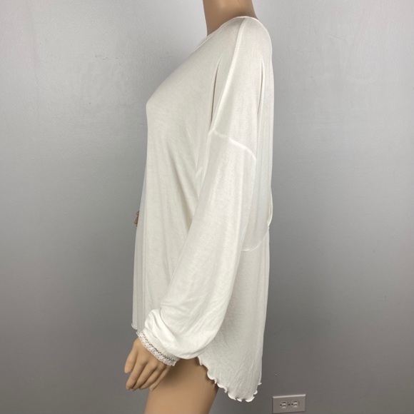 NEW FREE PEOPLE IVORY LONG SLEEVE OPEN BACK TOP - Picture 6 of 8
